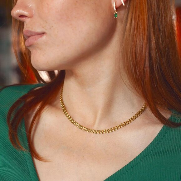 18K Gold Plated Paperclip Chain Choker Satellite Chain Freshwater Cultured Biwa - Picture 6 of 7